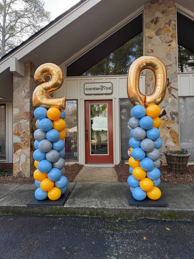 20th Ribbon Cutting Balloon Columns